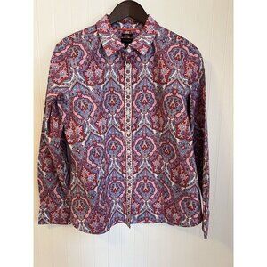 Talbots Whimsical Medallion Pink Paisley Blouse Size 10 Going Out, Work, Party